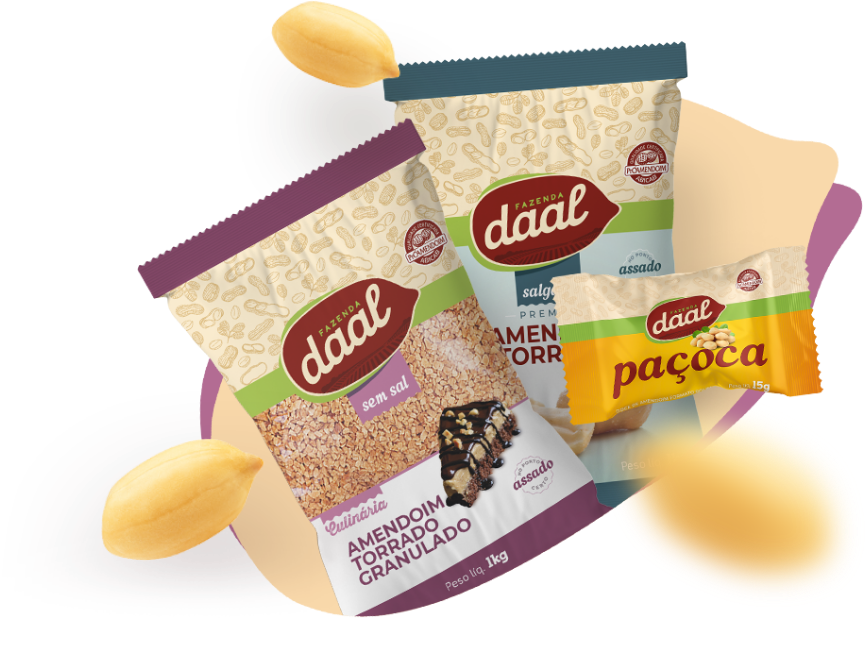 3 tipos em embalagens de produtos Fazenda Daal.